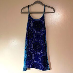 Navy Blue Aqua Swimsuit Cover Up adjustable straps One Size Mandala Design